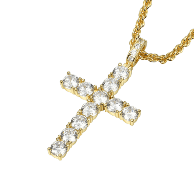 Father's Day Gift Medium Tennis Cross Pendant-Engravingift