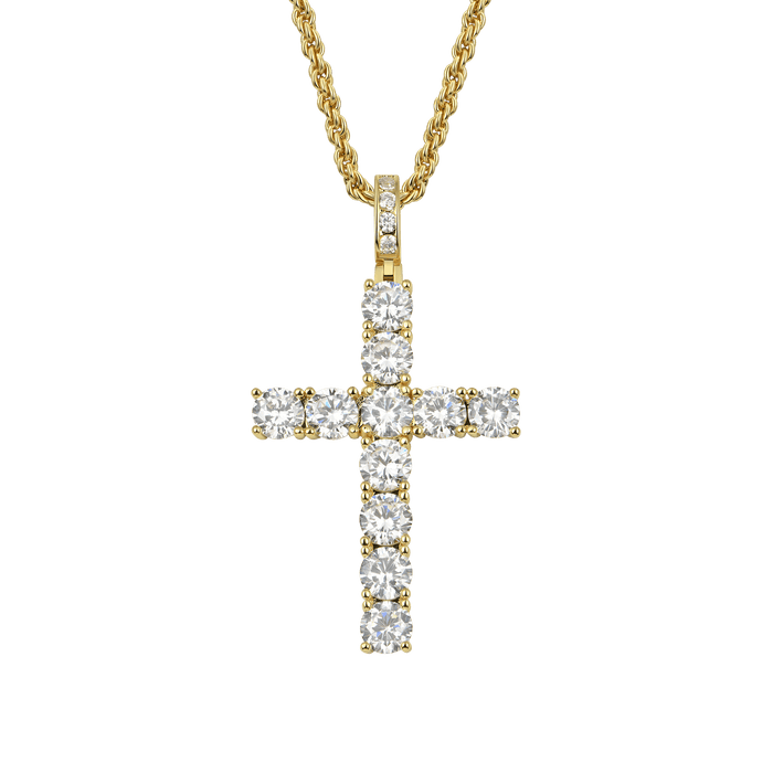 Father's Day Gift Medium Tennis Cross Pendant-Engravingift