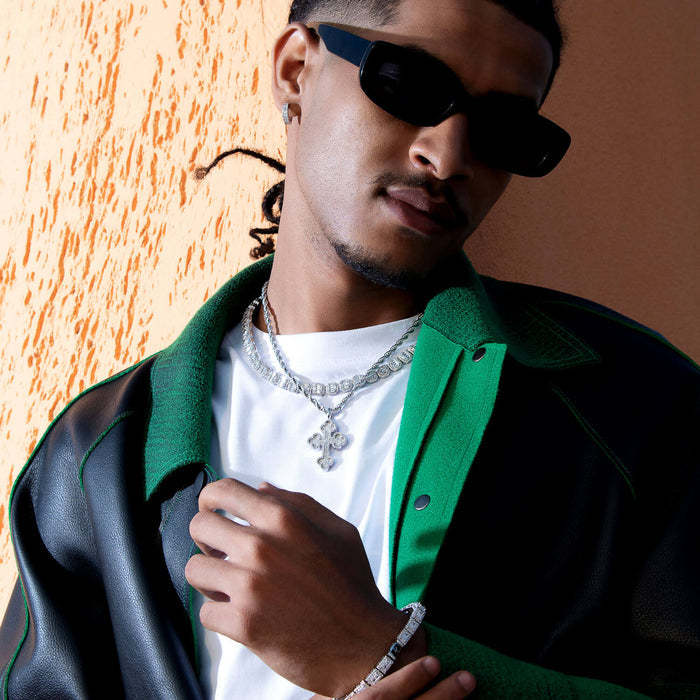 Father's Day Gift Moissanite Double-Layered Bottoni Cross Pendant-Engravingift