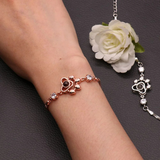 I Love You in 100 Languages Paw Pendant Projection Bracelet