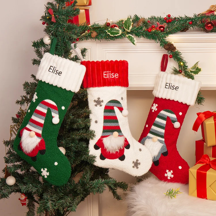 Christmas Personalized Stockings Ornaments Custom Name Santa Claus stocking Christmas Gifts for Family Friends-Engravingift