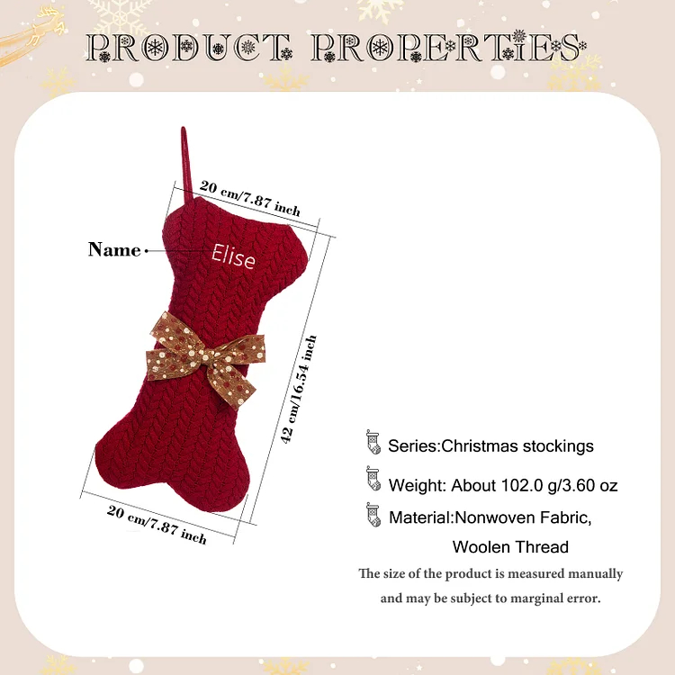 Personalized Christmas Stockings Ornaments Dog Bone Christmas Stockings Custom 1 Name Gifts for Family Friends-Engravingift
