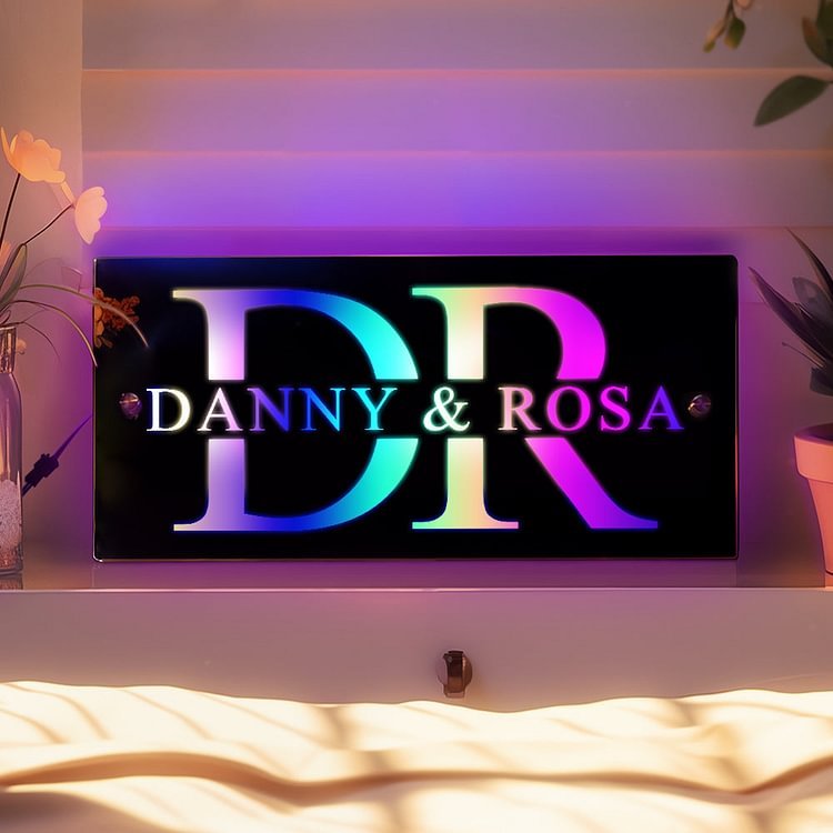 Personalized Mirror Light Custom 2 Letters & Text Mirror Wall Decorations Couple Gifts