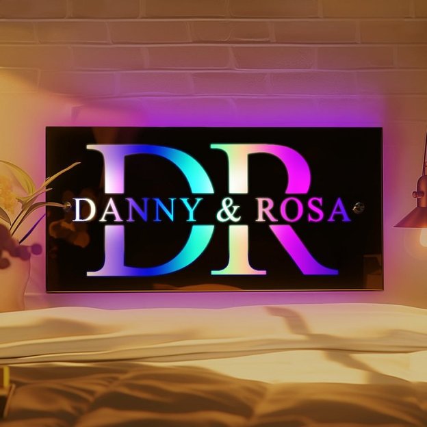 Personalized Mirror Light Custom 2 Letters & Text Mirror Wall Decorations Couple Gifts