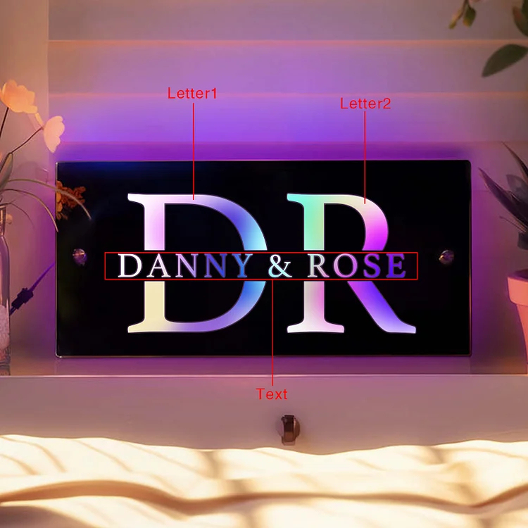Personalized Mirror Light Custom 2 Letters & Text Mirror Wall Decorations Couple Gifts