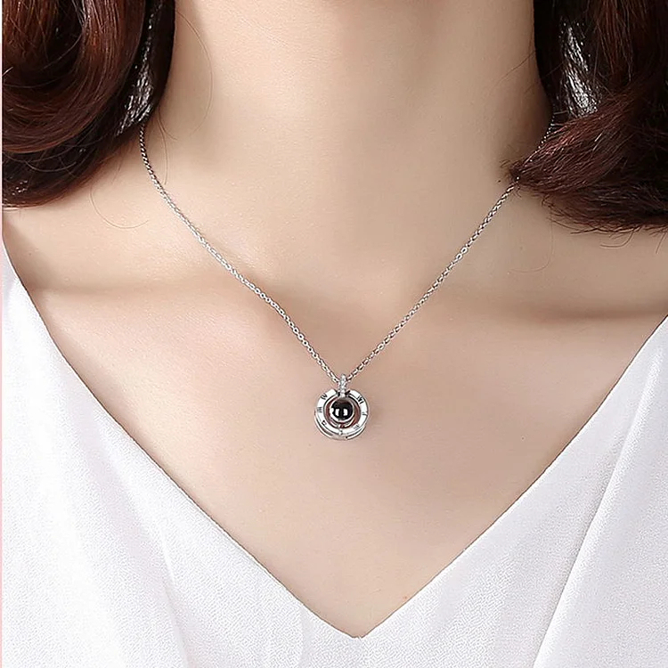 Personalized Projection Necklace Photo Jewelry- I Love You in 100 Languages