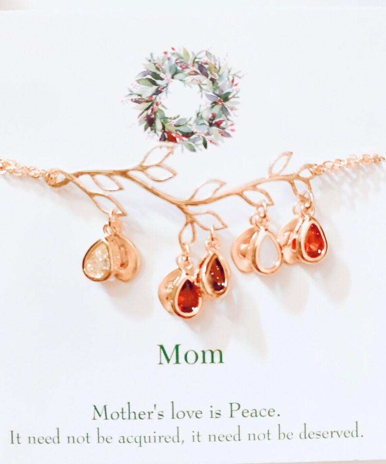 Mother's Day Gift Boho Leaf Birthstone Charm Bracelet-Engravingift
