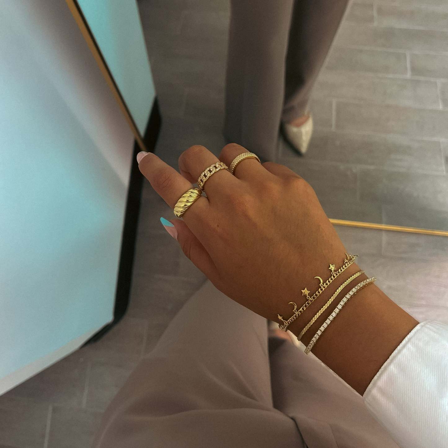 Mother's Day Gift Diamond Chain Ring-Engravingift