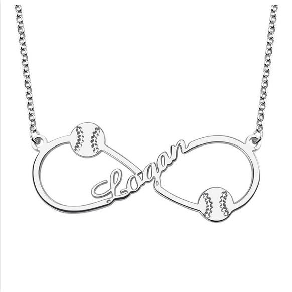 Christmas Gift Customized Infinity Baseball Name Necklace