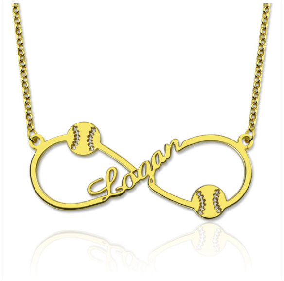 Christmas Gift Customized Infinity Baseball Name Necklace