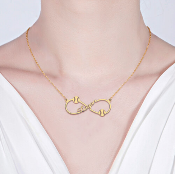 Christmas Gift Customized Infinity Baseball Name Necklace