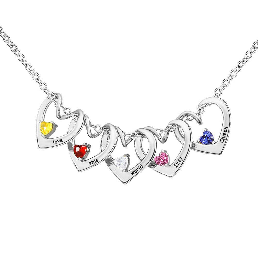 Christmas Gift Heart-shaped pendant and custom birthstone necklace