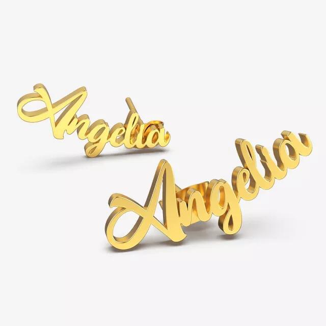 Mother's Day Gift Script Name Earring-Name Stud Earring(1 Pair)-Engravingift