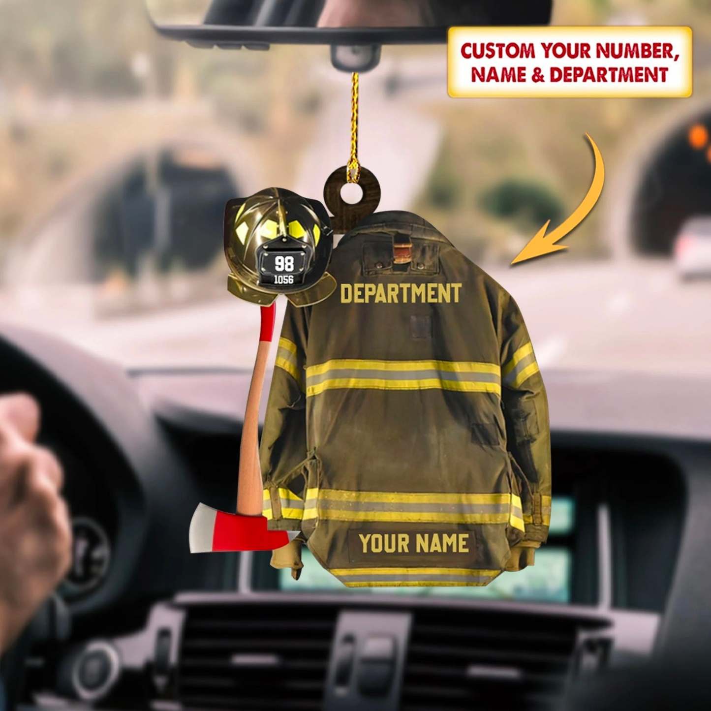 Mother's Day Gift Personalized Firefighter Armor Shaped Flat Acrylic Keychain-Engravingift