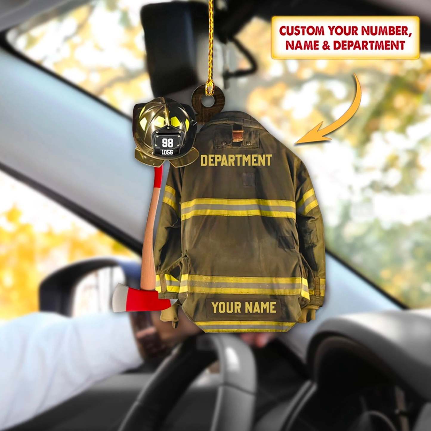 Mother's Day Gift Personalized Firefighter Armor Shaped Flat Acrylic Keychain-Engravingift