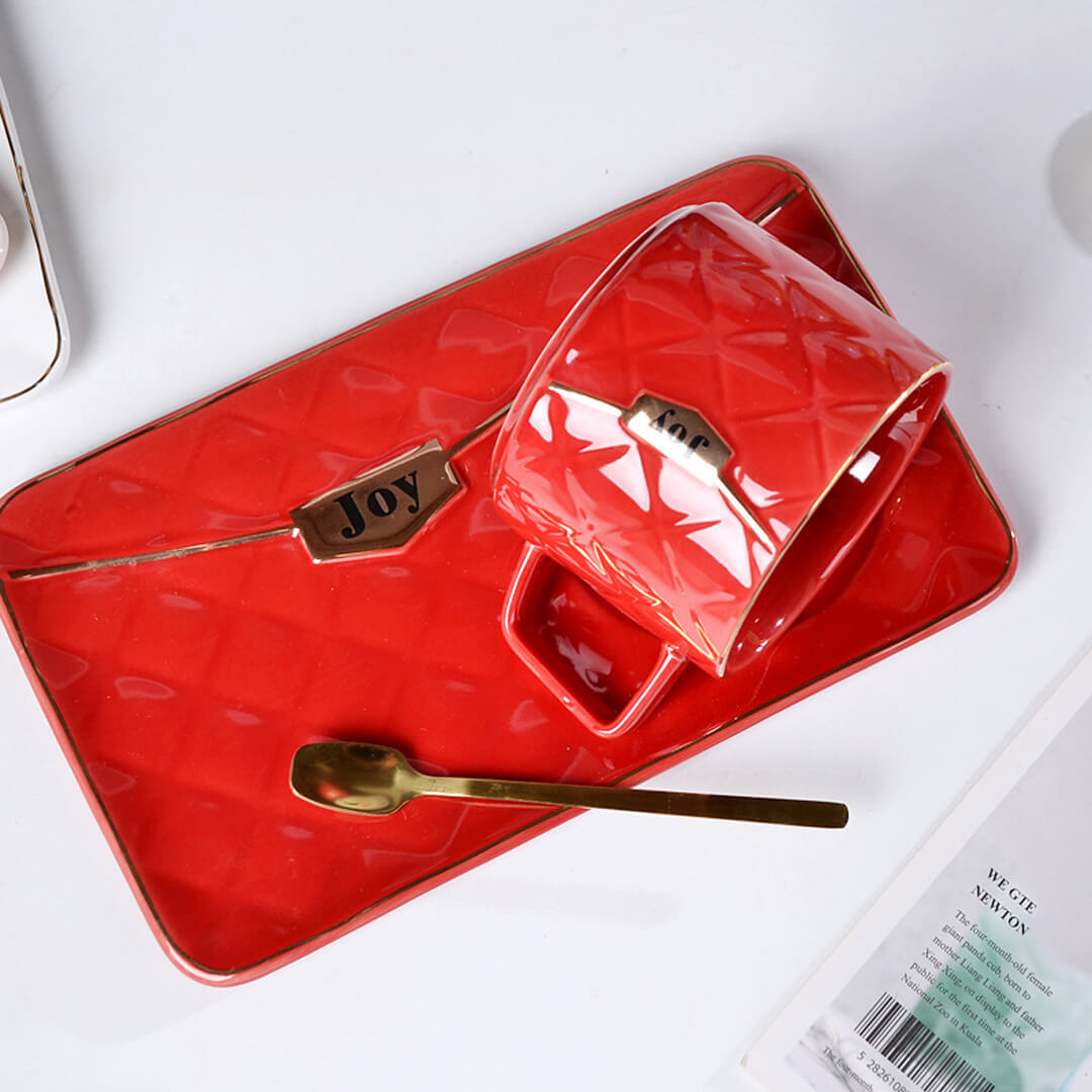 Mother's Day Gift Handbag-Shaped Creative Mug With Saucer & Spoon-Engravingift