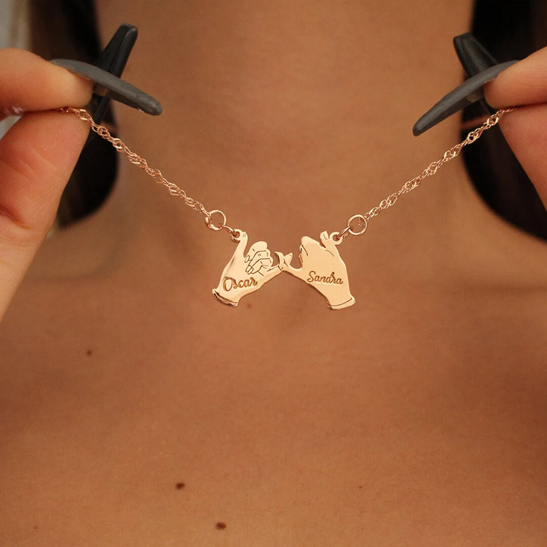 Mother's Day Gift Pinky Promise Name Necklace-Engravingift
