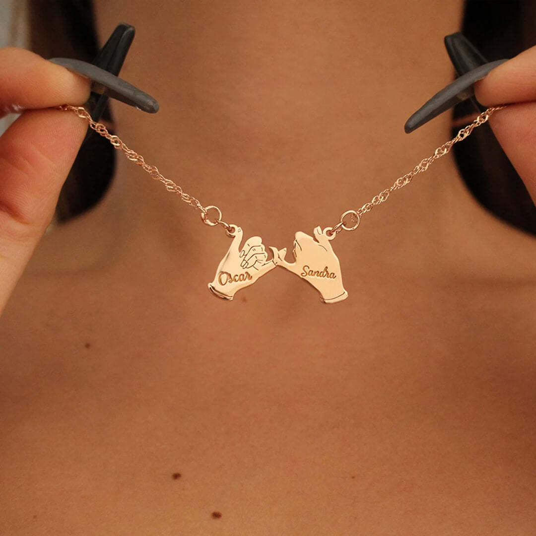 Mother's Day Gift Pinky Promise Name Necklace-Engravingift