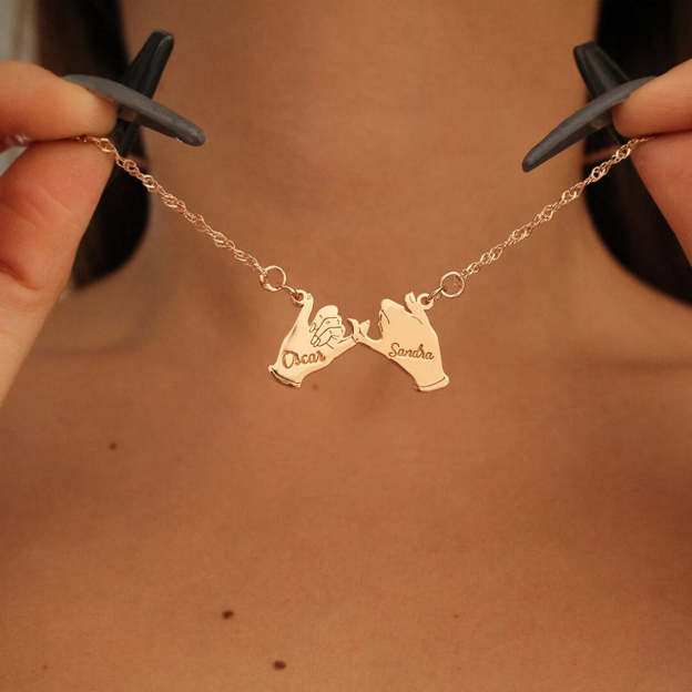 Mother's Day Gift Pinky Promise Name Necklace-Engravingift