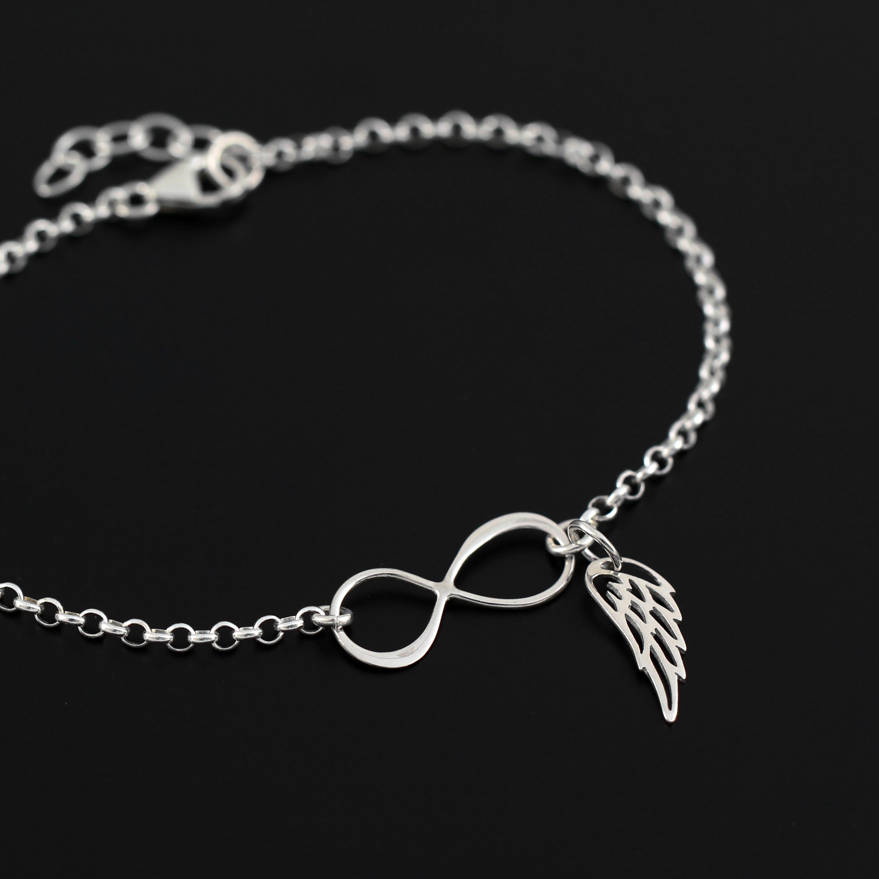 Mother's Day Gift Loss of Loved One Gift for Women Bracelet Infinity and Angel Wing Charm-Engravingift