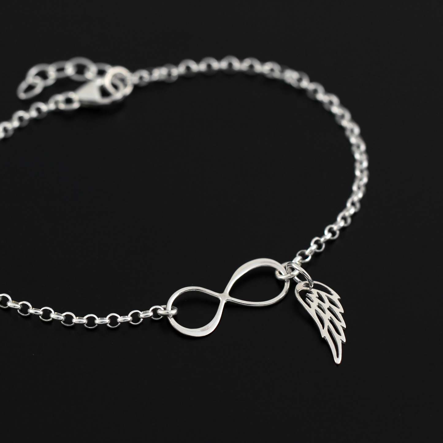 Mother's Day Gift Loss of Loved One Gift for Women Bracelet Infinity and Angel Wing Charm-Engravingift
