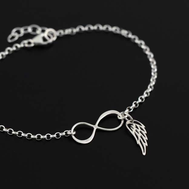 Mother's Day Gift Loss of Loved One Gift for Women Bracelet Infinity and Angel Wing Charm-Engravingift