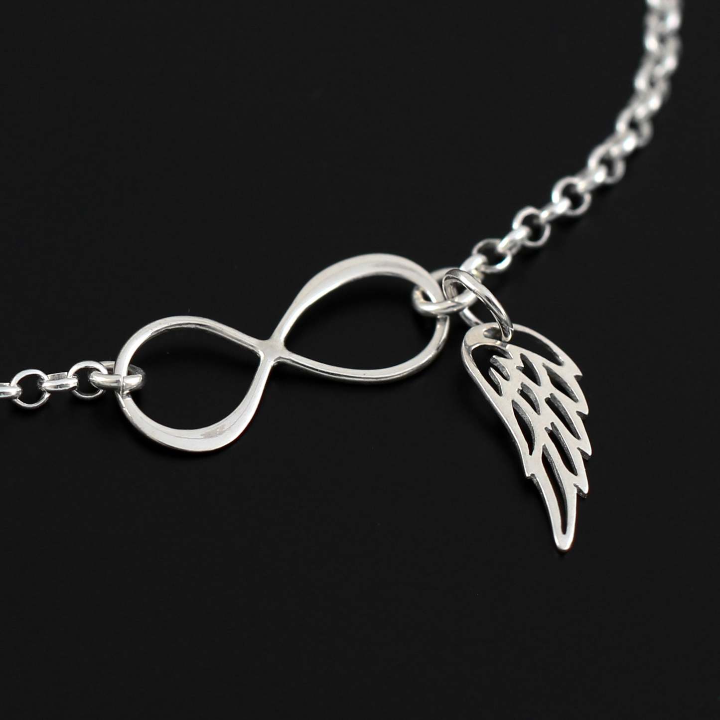 Mother's Day Gift Loss of Loved One Gift for Women Bracelet Infinity and Angel Wing Charm-Engravingift