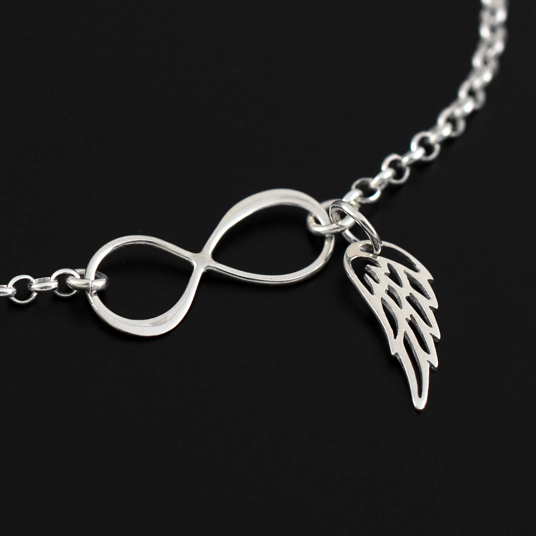 Mother's Day Gift Loss of Loved One Gift for Women Bracelet Infinity and Angel Wing Charm-Engravingift