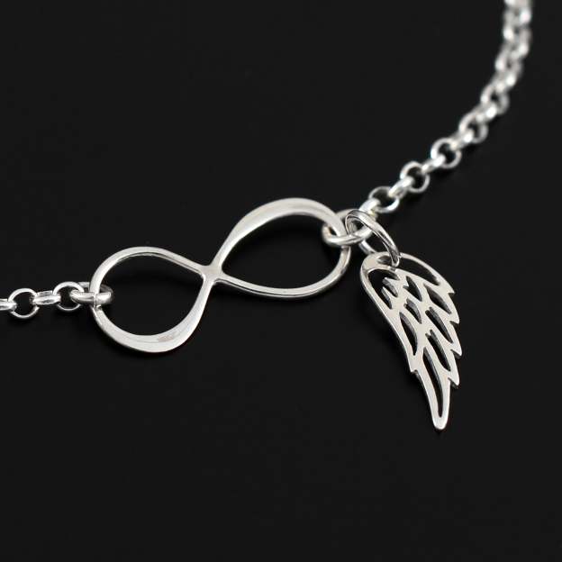 Mother's Day Gift Loss of Loved One Gift for Women Bracelet Infinity and Angel Wing Charm-Engravingift