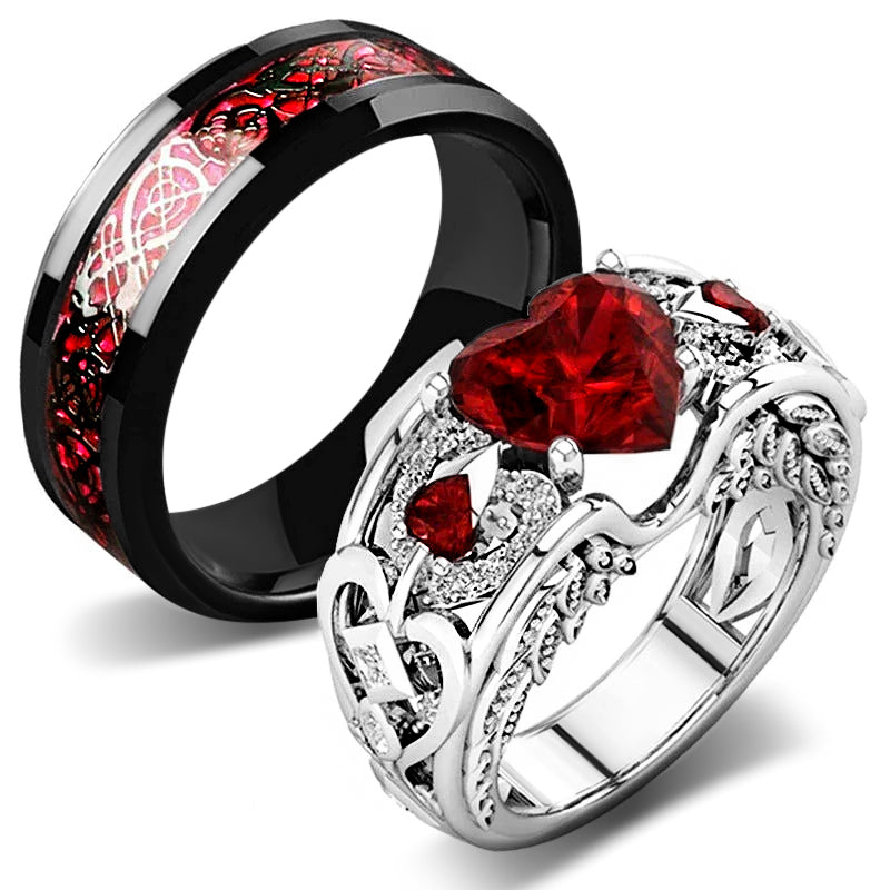 Valentine's Day Gift Wedding rings set his and hers-Couples Ring Set CUPID ARROW RINGS