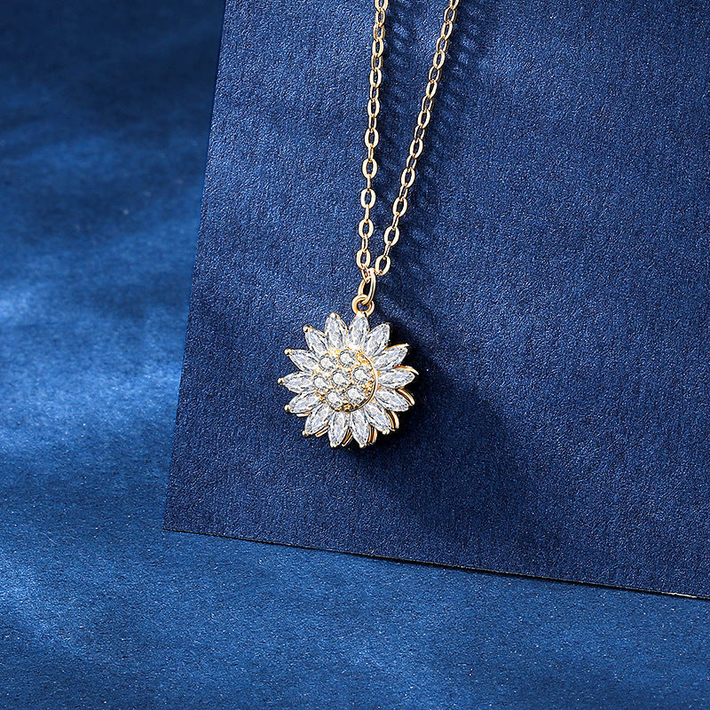Mother's Day Gift Spinning Sunflower Necklace-Engravingift