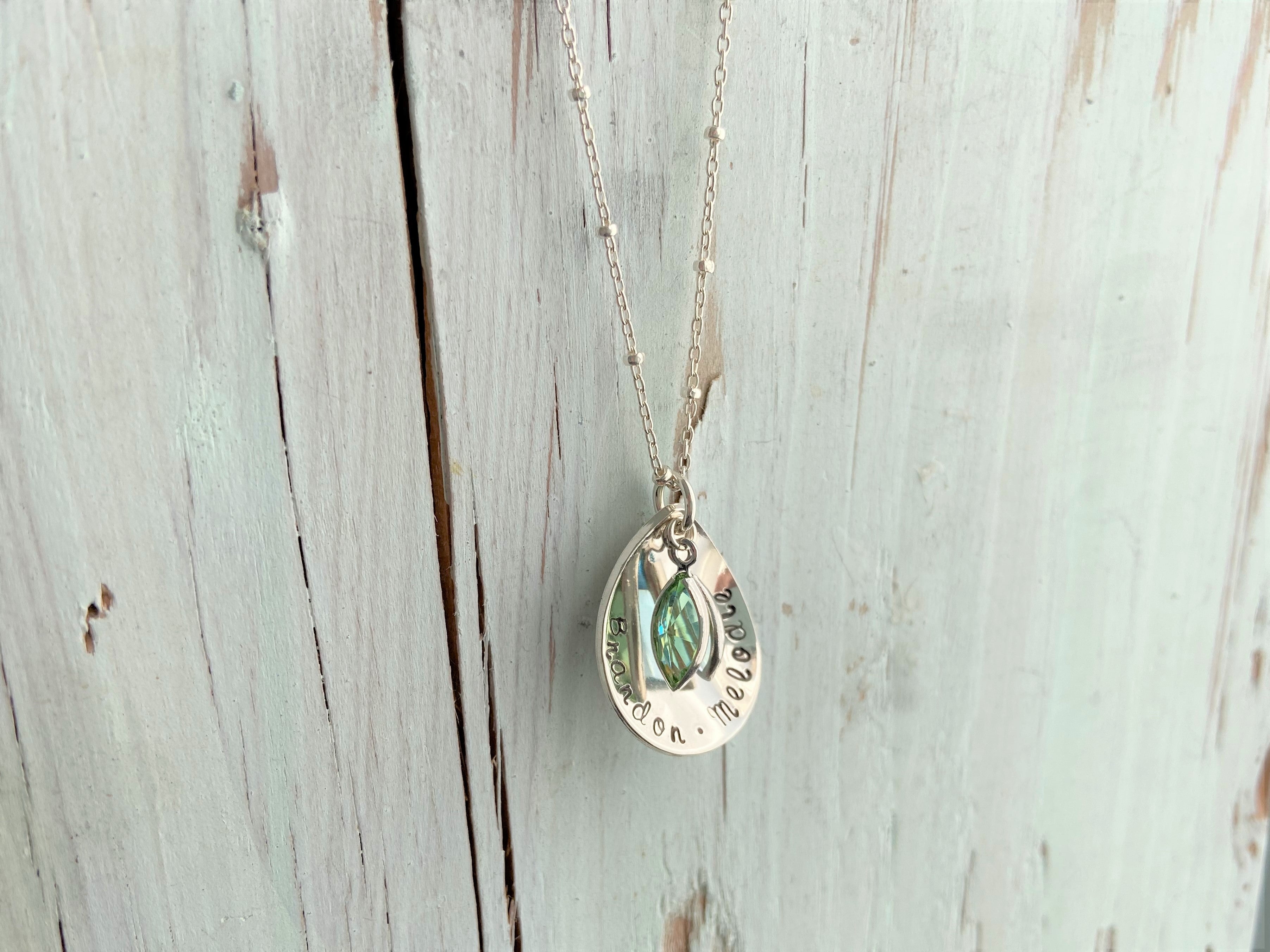 Mother's Day Gift Sterling Silver Teardrop Necklace-Engravingift