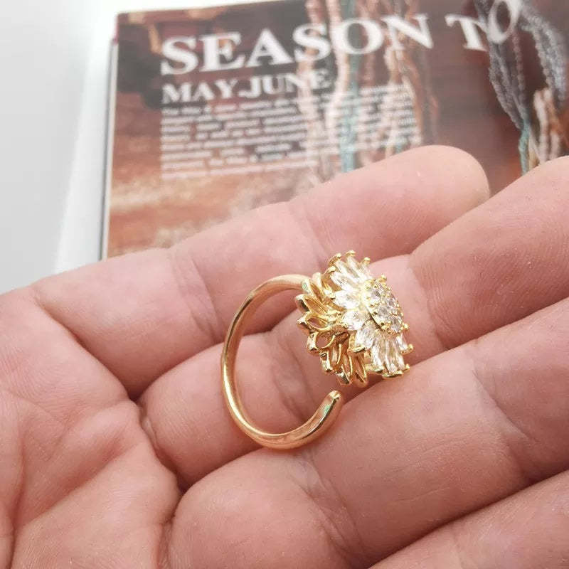 Mother's Day Gift Adjustable Sunflower Spinning Fidget Ring-Engravingift