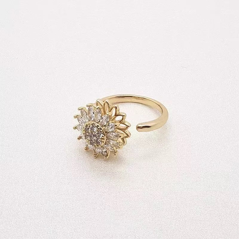 Mother's Day Gift Adjustable Sunflower Spinning Fidget Ring-Engravingift