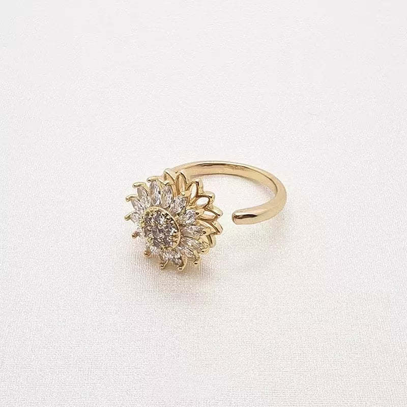 Mother's Day Gift Adjustable Sunflower Spinning Fidget Ring-Engravingift