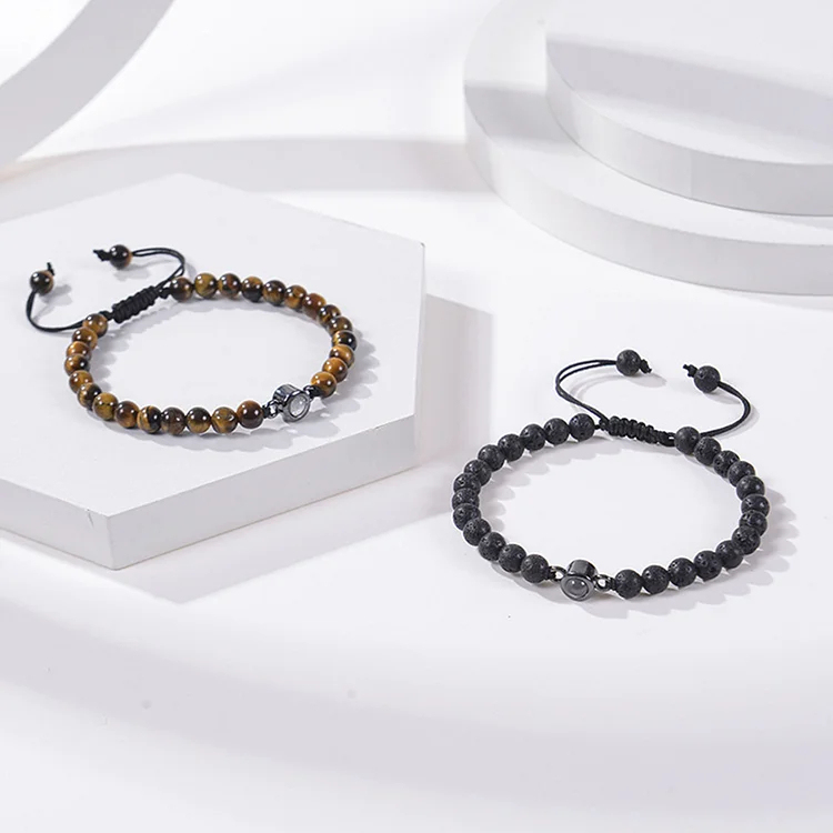 Tiger Eye Men's Bracelet Personalized Photo Projection Bracelet