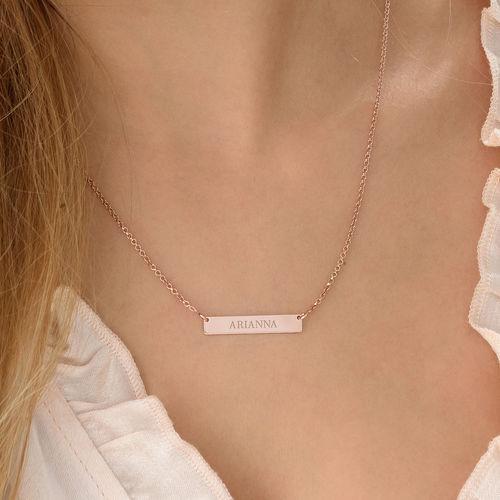 Mother's Day Gift Tiny Engraved Bar Necklace in 18k Gold Plating-Engravingift