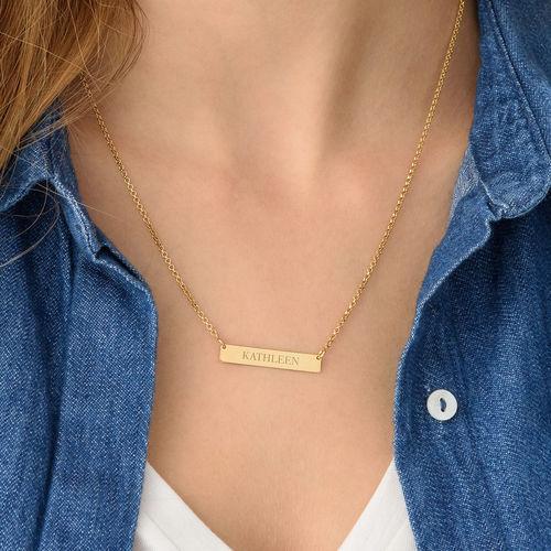 Mother's Day Gift Tiny Engraved Bar Necklace in 18k Gold Plating-Engravingift