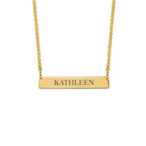 Mother's Day Gift Tiny Engraved Bar Necklace in 18k Gold Plating-Engravingift
