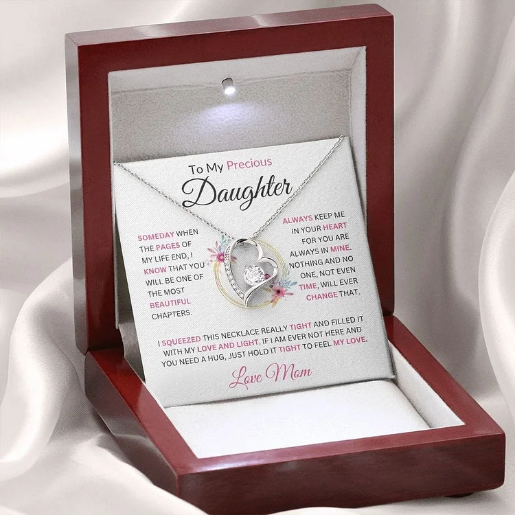 To My Daughter Heart Necklace Mom to Daughter Necklace - Always Keep Me In Your Heart