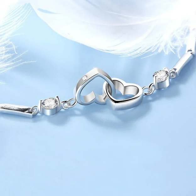To My Daughter Mother and Daughter Forever Linked Together Double Heart Bracelet