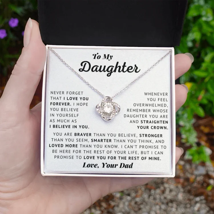 To My Daughter Love Knot Necklace "Believe In Yourself" Warm Gifts