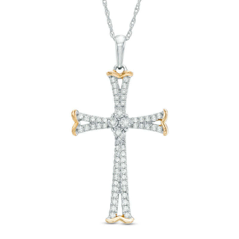 Mother's Day Gift 1/5 CT. T.W. Diamond Cross Pendant-Engravingift
