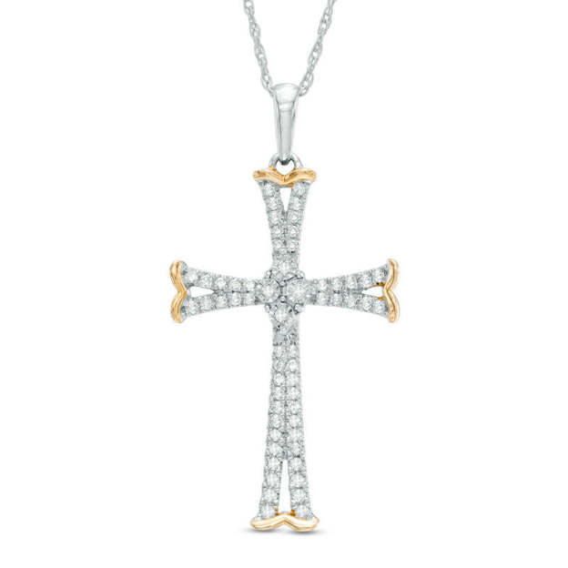 Mother's Day Gift 1/5 CT. T.W. Diamond Cross Pendant-Engravingift