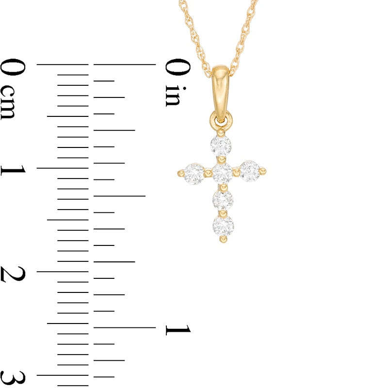Mother's Day Gift 1/5 CT. T.W. Diamond Station Cross Pendant-Engravingift