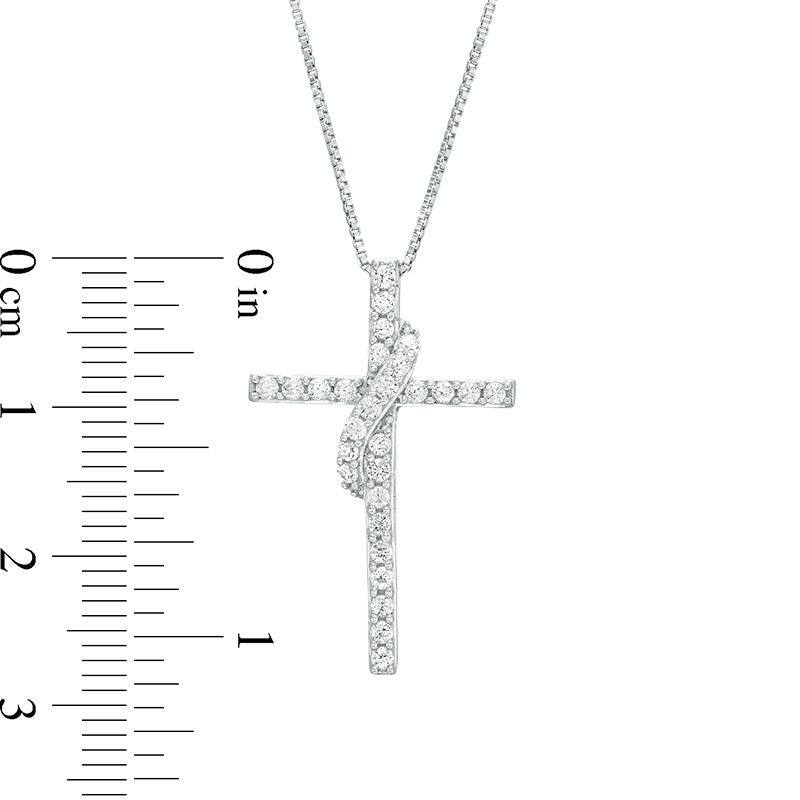 Mother's Day Gift 1/2 CT. T.W. Diamond Cross with Sash Pendant-Engravingift