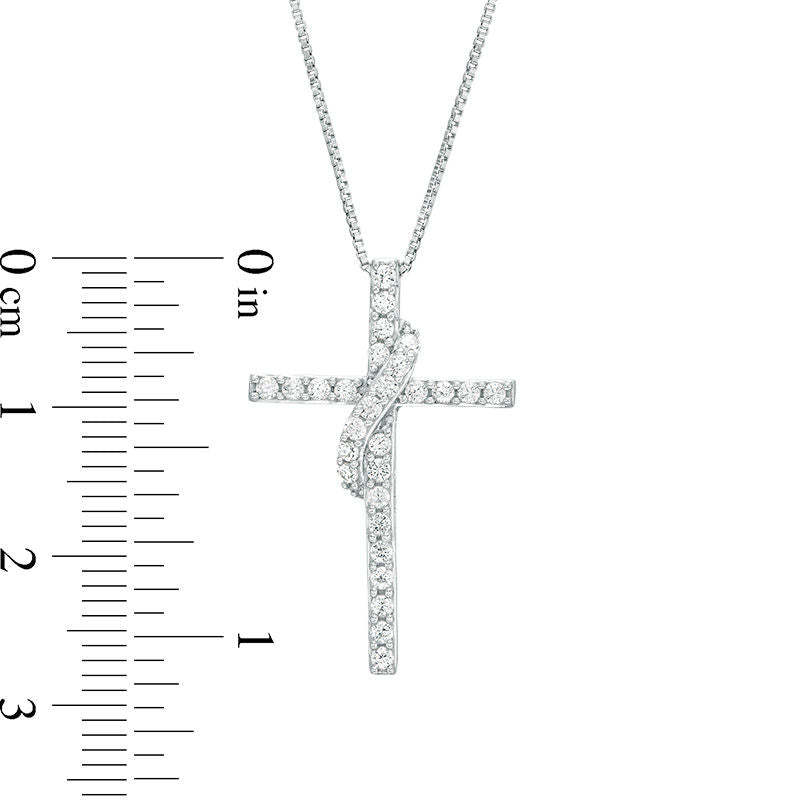 Mother's Day Gift 1/2 CT. T.W. Diamond Cross with Sash Pendant-Engravingift