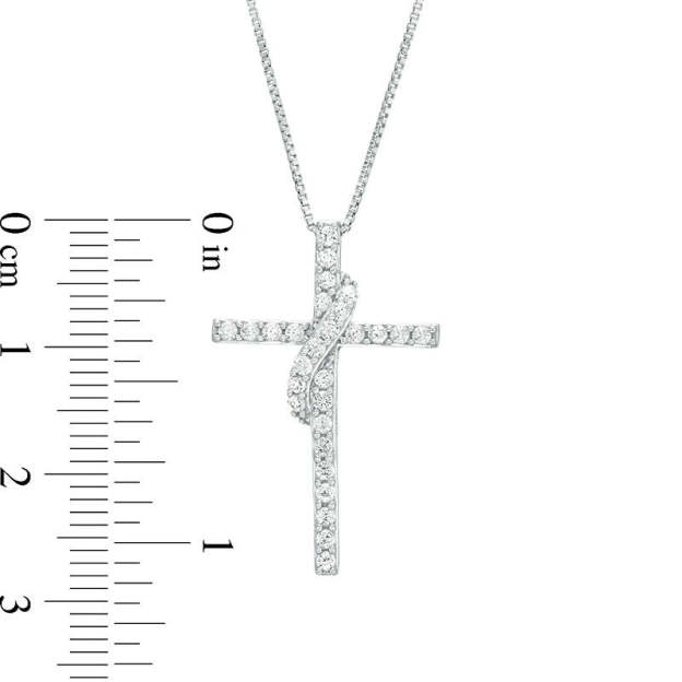Mother's Day Gift 1/2 CT. T.W. Diamond Cross with Sash Pendant-Engravingift