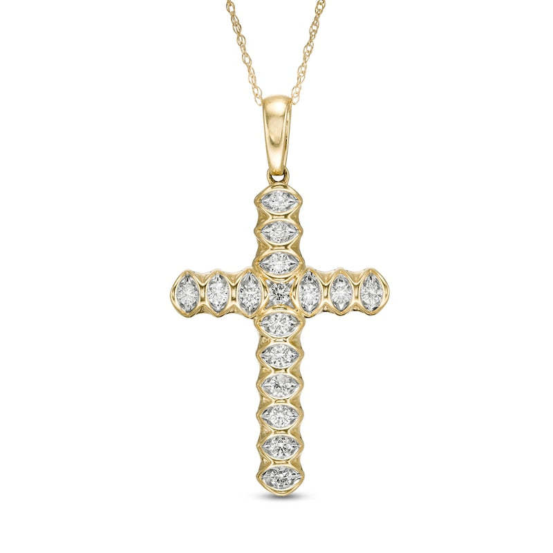 Mother's Day Gift 1/2 CT. T.W. Diamond Cross Pendant-Engravingift