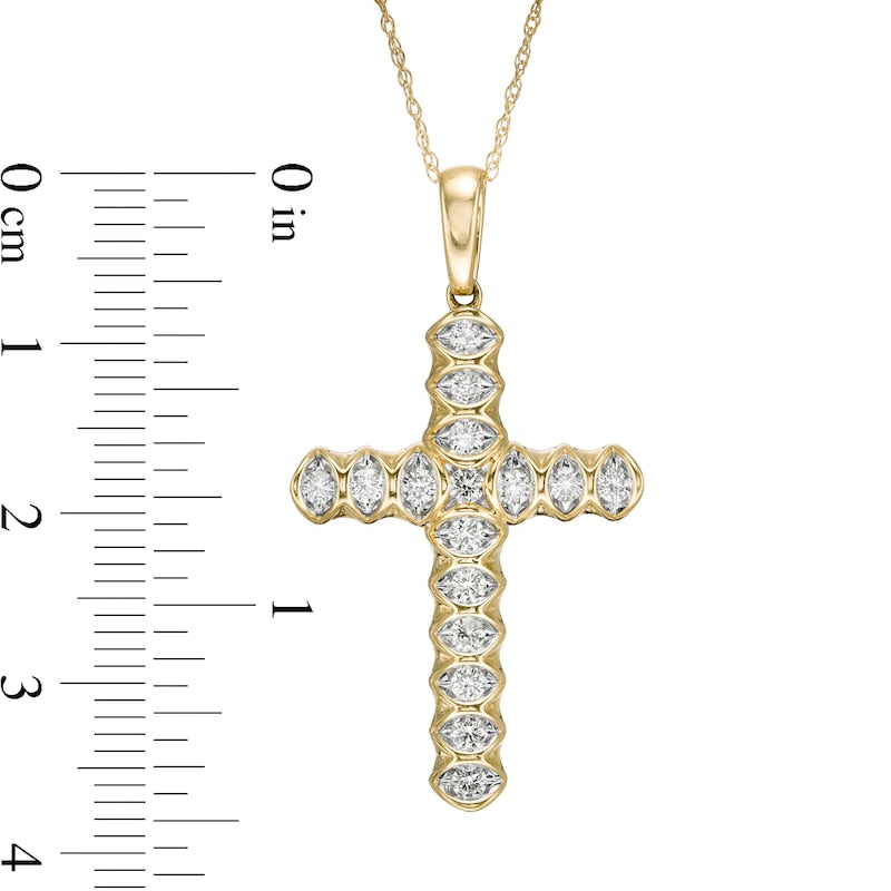 Mother's Day Gift 1/2 CT. T.W. Diamond Cross Pendant-Engravingift